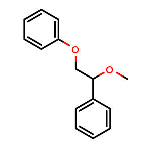 Chemical structure of (1-Methoxy-2-phenoxyethyl)benzene , CAS 29509-35-1, AChemBlock U137369