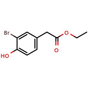 Chemical structure of Ethyl 2-(3-Bromo-4-hydroxyphenyl)acetate , CAS 29121-25-3, AChemBlock U137382
