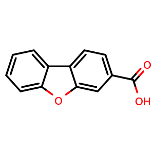 Chemical structure of 3-Dibenzofurancarboxylic acid , CAS 29021-91-8, AChemBlock U137388