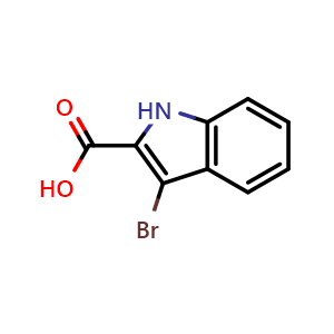 Chemical structure of 3-Bromoindole-2-carboxylic acid , CAS 28737-33-9, AChemBlock U137399