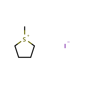 Chemical structure of 1-Methyltetrahydrothiophen-1-ium Iodide , CAS 28608-92-6, AChemBlock U137402
