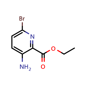 Chemical structure of Ethyl 3-Amino-6-bromopyridine-2-carboxylate , CAS 28033-08-1, AChemBlock U137418