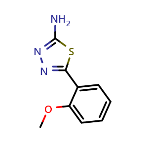 Chemical structure of 2-Amino-5-(2-methoxyphenyl)-1,3,4-thiadiazole , CAS 28004-56-0, AChemBlock U137419
