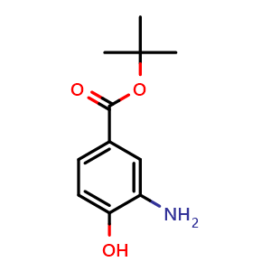 Chemical structure of Benzoic acid, 3-amino-4-hydroxy-, 1,1-dimethylethyl ester , CAS 273939-23-4, AChemBlock U137433