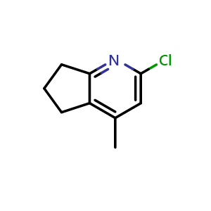 Chemical structure of 2-chloro-4-methyl-6,7-dihydro-5H-cyclopenta[b]pyridine , CAS 267242-99-9, AChemBlock U137458