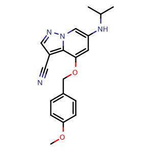 6-(isopropylamino)-4-[(4-methoxyphenyl)methoxy]pyrazolo[1,5-a]pyridine-3-carbonitrile