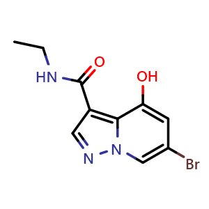 Chemical structure of 6-bromo-N-ethyl-4-hydroxy-pyrazolo[1,5-a]pyridine-3-carboxamide , CAS 2649418-85-7, AChemBlock U137511