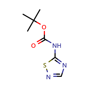 Chemical structure of 5-(Boc-amino)-1,2,4-thiadiazole , CAS 264600-76-2, AChemBlock U137543