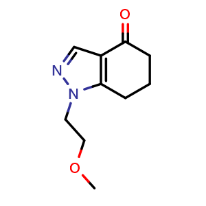 Chemical structure of 1-(2-methoxyethyl)-6,7-dihydro-5H-indazol-4-one , CAS 2641769-58-4, AChemBlock U137554