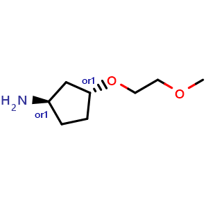 Chemical structure of trans-3-(2-methoxyethoxy)cyclopentanamine , CAS 2641484-79-7, AChemBlock U137559