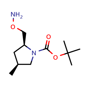 Chemical structure of tert-butyl (2S,4S)-2-(aminooxymethyl)-4-methyl-pyrrolidine-1-carboxylate , CAS 2639981-14-7, AChemBlock U137577
