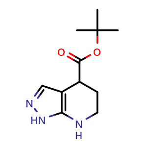Chemical structure of tert-butyl 4,5,6,7-tetrahydro-1H-pyrazolo[3,4-b]pyridine-4-carboxylate , CAS 2639450-49-8, AChemBlock U137592