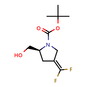 Chemical structure of tert-butyl (2S)-4-(difluoromethylene)-2-(hydroxymethyl)pyrrolidine-1-carboxylate , CAS 2638505-12-9, AChemBlock U137608
