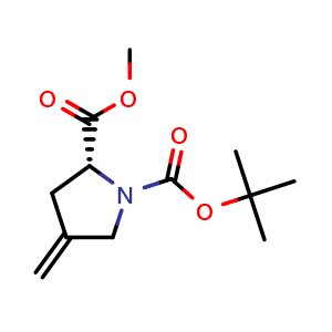 Chemical structure of N-Boc-4-methylene-D-proline methyl ester , CAS 256488-01-4, AChemBlock U137655