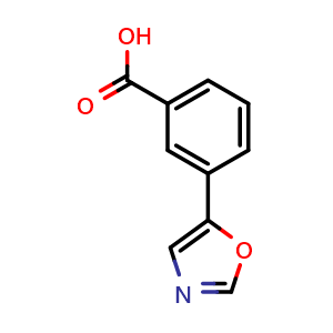 Chemical structure of 3-(5-Oxazolyl)benzoic acid , CAS 252928-82-8, AChemBlock U137671