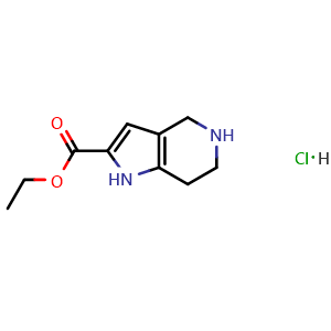 Chemical structure of ethyl 4,5,6,7-tetrahydro-1H-pyrrolo[3,2-c]pyridine-2-carboxylate hydrochloride , CAS 2504201-65-2, AChemBlock U137685