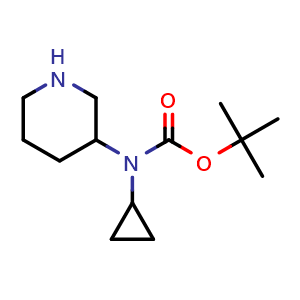Chemical structure of N-Boc-N-(3-piperidyl)cyclopropylamine , CAS 250275-24-2, AChemBlock U137686