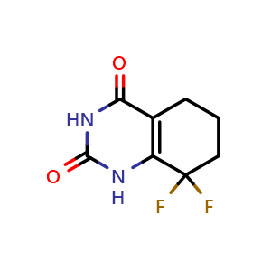 Chemical structure of 8,8-difluoro-1,5,6,7-tetrahydroquinazoline-2,4-dione , CAS 2459401-35-3, AChemBlock U137705
