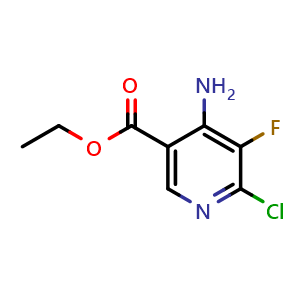 Chemical structure of ethyl 4-amino-6-chloro-5-fluoronicotinate , CAS 2454397-74-9, AChemBlock U137714