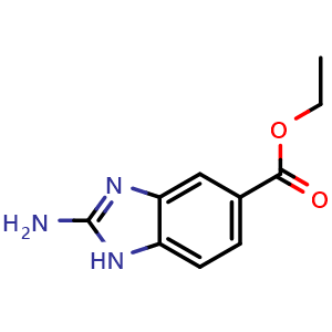 Chemical structure of Ethyl 2-Aminobenzimidazole-5-carboxylate , CAS 24370-20-5, AChemBlock U137726