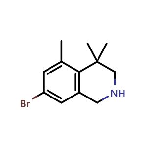 Chemical structure of 7-bromo-4,4,5-trimethyl-2,3-dihydro-1H-isoquinoline , CAS 2426764-24-9, AChemBlock U137732