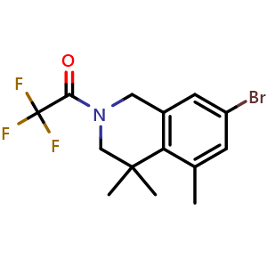 Chemical structure of 1-(7-bromo-4,4,5-trimethyl-1,3-dihydroisoquinolin-2-yl)-2,2,2-trifluoro-ethanone , CAS 2426764-23-8, AChemBlock U137733