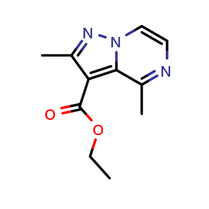Chemical structure of ethyl 2,4-dimethylpyrazolo[1,5-a]pyrazine-3-carboxylate , CAS 2414325-51-0, AChemBlock U137758