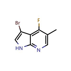 Chemical structure of 3-bromo-4-fluoro-5-methyl-1H-pyrrolo[2,3-b]pyridine , CAS 2410032-44-7, AChemBlock U137760