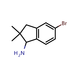 Chemical structure of 1-Amino-5-bromo-2,2-dimethylindane , CAS 2408957-56-0, AChemBlock U137761