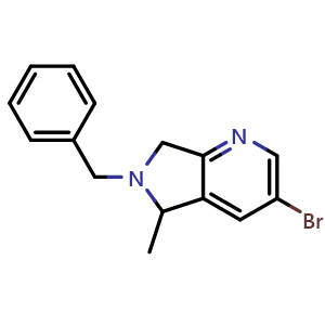 Chemical structure of 6-benzyl-3-bromo-5-methyl-5,7-dihydropyrrolo[3,4-b]pyridine , CAS 2403784-41-6, AChemBlock U137768