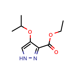 Chemical structure of Ethyl 4-isopropoxy-1H-pyrazole-3-carboxylate , CAS 2394876-86-7, AChemBlock U137773