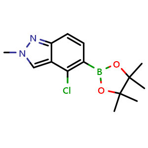 Chemical structure of 4-chloro-2-methyl-5-(4,4,5,5-tetramethyl-1,3,2-dioxaborolan-2-yl)indazole , CAS 2375917-58-9, AChemBlock U137804