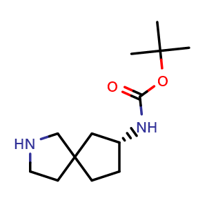 Chemical structure of tert-butyl N-[(8R)-2-azaspiro[4.4]nonan-8-yl]carbamate , CAS 2374137-13-8, AChemBlock U137808