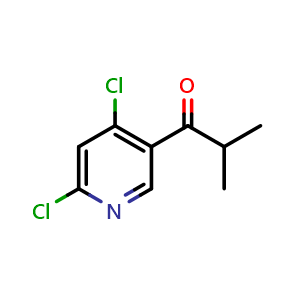 Chemical structure of 1-(4,6-Dichloro-3-pyridyl)-2-methyl-1-propanone , CAS 2355769-48-9, AChemBlock U137831