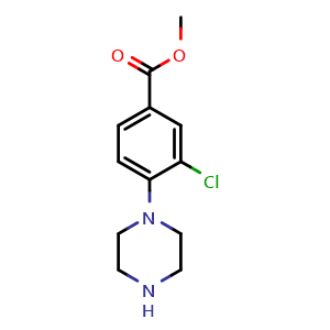 Chemical structure of Methyl 3-chloro-4-piperazinobenzoate , CAS 234082-16-7, AChemBlock U137844