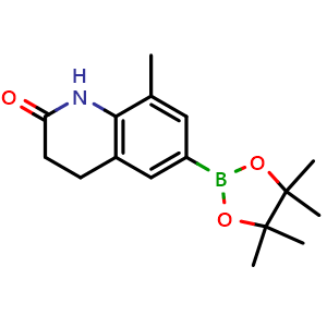 Chemical structure of 8-methyl-6-(4,4,5,5-tetramethyl-1,3,2-dioxaborolan-2-yl)-3,4-dihydro-1h-quinolin-2-one , CAS 2304633-96-1, AChemBlock U137876