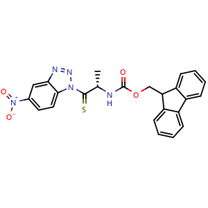 Chemical structure of (S)-2-(Fmoc-amino)-1-(5-nitro-1-benzo[d][1,2,3]triazolyl)propane-1-thione , CAS 2293079-49-7, AChemBlock U137886
