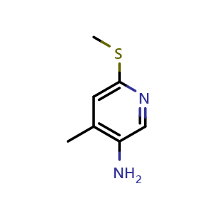 Chemical structure of 3-Amino-4-methyl-6-(methylthio)pyridine , CAS 225942-10-9, AChemBlock U137917