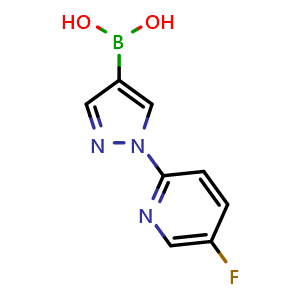 Chemical structure of 1-(5-Fluoro-2-pyridyl)-1H-pyrazole-4-boronic acid , CAS 2256747-78-9, AChemBlock U137919