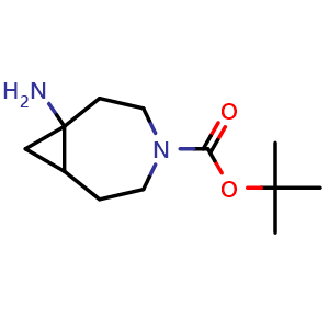 Chemical structure of tert-butyl 1-amino-4-azabicyclo[5.1.0]octane-4-carboxylate , CAS 2243512-70-9, AChemBlock U137942