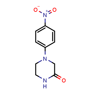 Chemical structure of 4-(4-Nitrophenyl)-2-piperazinone , CAS 223785-99-7, AChemBlock U137949