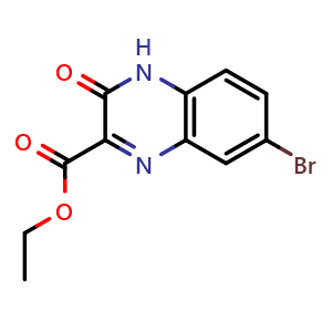 Chemical structure of Ethyl 7-bromo-3-oxo-3,4-dihydroquinoxaline-2-carboxylate , CAS 223711-74-8, AChemBlock U137950