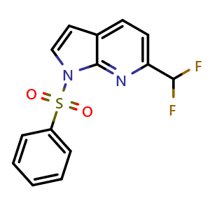 Chemical structure of 1-(benzenesulfonyl)-6-(difluoromethyl)pyrrolo[2,3-b]pyridine , CAS 2231234-57-2, AChemBlock U137964