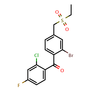 Chemical structure of [2-Bromo-4-[(ethylsulfonyl)methyl]phenyl](2-chloro-4-fluorophenyl)methanone , CAS 2226650-47-9, AChemBlock U138016