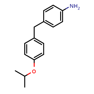 Chemical structure of 4-(4-Isopropoxybenzyl)aniline , CAS 221532-04-3, AChemBlock U138041