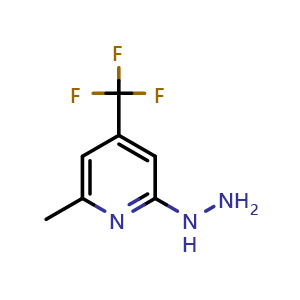 Chemical structure of 2-Hydrazino-6-methyl-4-(trifluoromethyl)pyridine , CAS 22123-09-7, AChemBlock U138045