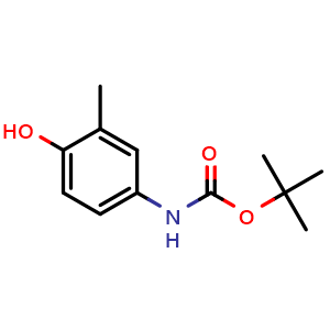 Chemical structure of 4-(Boc-amino)-2-methylphenol , CAS 218966-28-0, AChemBlock U138074