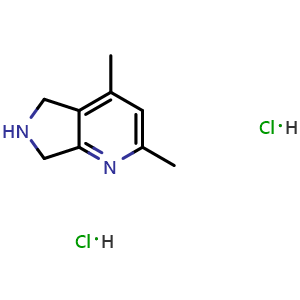 Chemical structure of 2,4-dimethyl-6,7-dihydro-5H-pyrrolo[3,4-b]pyridine dihydrochloride , CAS 2170723-59-6, AChemBlock U138092