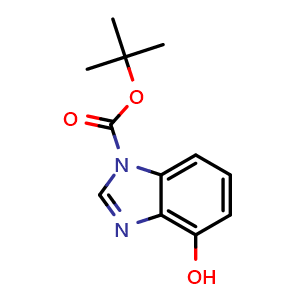 Chemical structure of 1-Boc-4-hydroxybenzimidazole , CAS 2170558-94-6, AChemBlock U138093