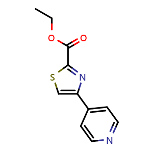 Chemical structure of Ethyl 4-(4-Pyridyl)-2-thiazolecarboxylate , CAS 216867-38-8, AChemBlock U138099